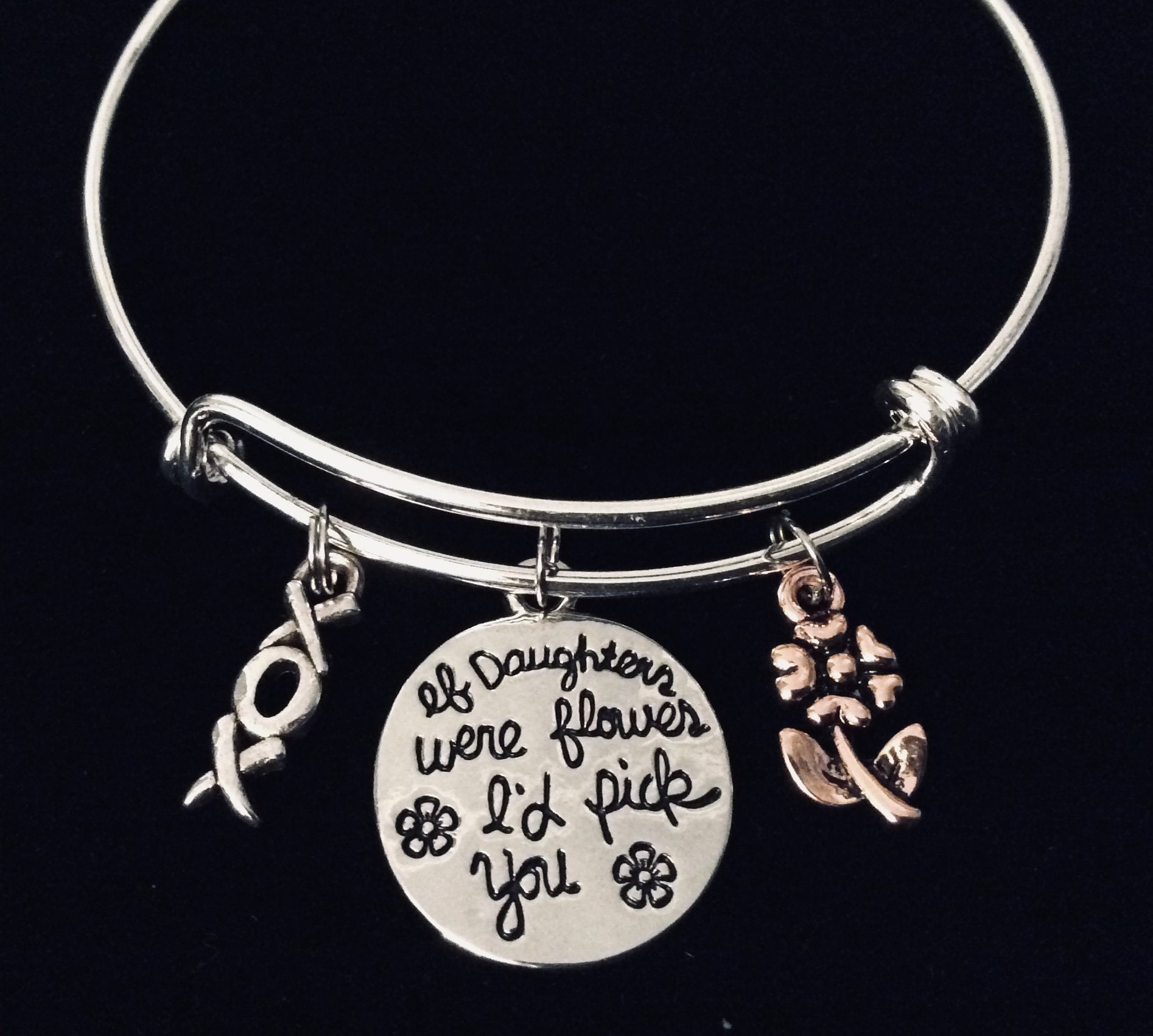 Daughter Charm Bracelet Silver Expandable Charm Bracelet Etsy