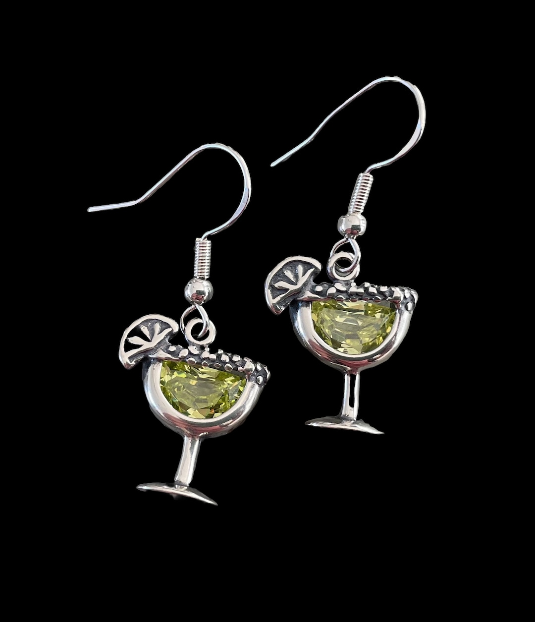 Sterling Silver Margarita Glass Charm Bead - Antiqued Finish For 3mm Bracelets