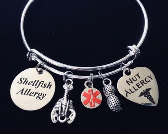 Shellfish Allergy Nut Allergy Medical Alert Bracelet Uitbreidbare bedelarmband One Size Fits All Cadeau voor haar Etsy Nederland