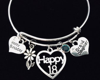 Personalized Granddaughter 18th Birthday Gift Granddaughter Charm Bracelet Adjustable Bangle Gift Grand Daughter