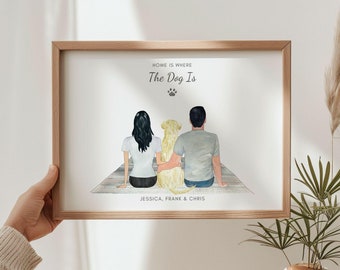 Family Dog Portrait, Custom dog owner gift, Dog Portrait Family, Personalised Gift, Personalised Pet Print, Pet Gift, Dog Lover Gift