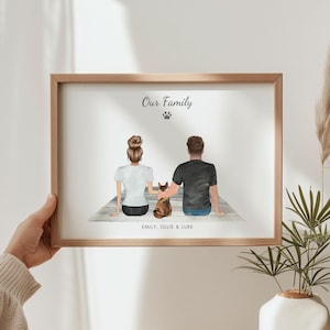 Personalised Handmade Cat Print, Custom Cat Owner Gift, Custom Family Pet Portrait, Personalized Gift, Cat and Owner Gift, Cat Lovers Gift