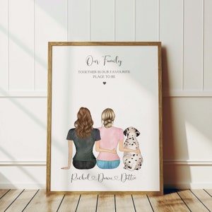 Personalised Couple and Pet Print, Same Sex Family Pet Portrait, Dog Lover Gift, Pet and Owner Gift, Gift For Girlfriend From the Dog