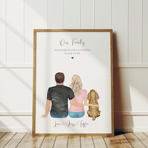 Couple and Pet Gift, Personalised Family Dog Print, Family Dog Portrait, Dog Lover Gift, Mothers Day Gift From The Dog
