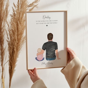 Custom Fathers Day Gift, Daddy And Toddler Print, Daddy And Newborn Print, Family Portrait, Dad Gifts, Daddy Birthday Gift, Papa, Grandad