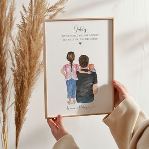 Personalised Fathers Day Gift from Wife, Dad Toddler Print, Personalised Daddy Gift, Family Portrait, Daddy Birthday Gift, Family Gift
