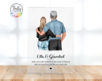 Gift For Grandad, Grandad Fathers Day Gift, Grandad Birthday Gift, Personalised Grandad and Granddaughter Acrylic Plaque