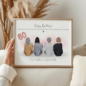Impression 60e anniversaire, impression personnalisée amitié groupe 60e anniversaire, cadeaux 60e anniversaire, cadeau d'anniversaire pour elle, impression amitié