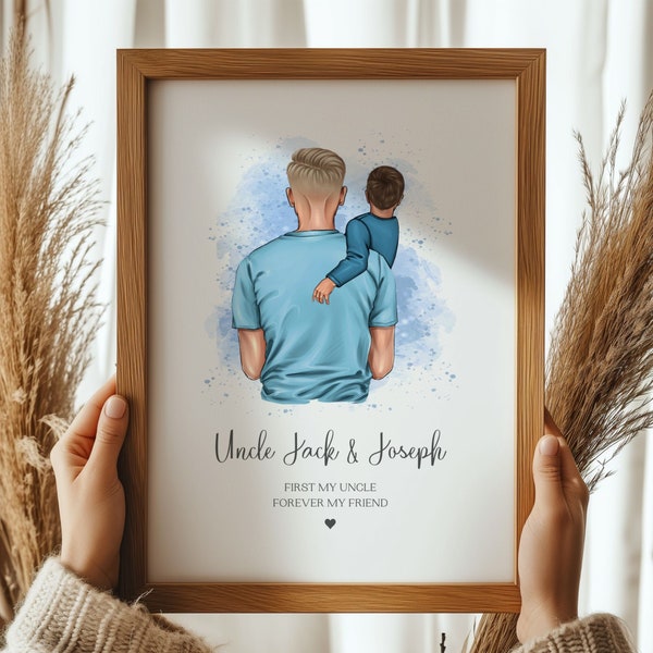 Gift For Uncle, Personalised Uncle and Nephew Print, Birthday Gift For Uncle, Uncle Gifts From Toddler