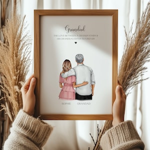 Gift For Grandad, Personalised Grandad and Granddaughter Print, Gift For Fathers Day, Grandad Birthday Gift, Grandpa Father&#39;s Day