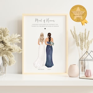 Custom Maid Of Honour Gift, Maid Of Honor Gifts, Wedding Thank You Gifts, Best Friend Wedding Print, Bridesmaid Gift, Bridesmaid Print Q1