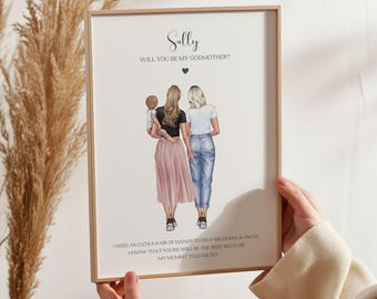 Gepersonaliseerde peettante voorstel cadeau, gepersonaliseerd cadeau, peettante print, word je mijn peettante, voorstel aangepaste peettante, cadeau voor haar