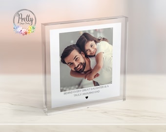 Dad Photo Block Gift, Personalised Acrylic Photo Gift for Dad, Freestanding Acrylic Photo Block