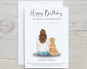 Dog Mum Birthday Card, Personalised Birthday Card From The Dog, Worlds Best Dog Mom Card, Pet and Owner Greetings Card