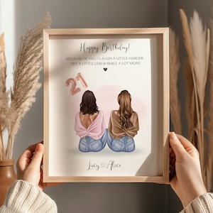 Impresión de cumpleaños número 21, regalo de cumpleaños número 21, regalo de cumpleaños número 21, impresión de cumpleaños de mejor amiga, regalo de cumpleaños de mejores amigas, regalos para ella