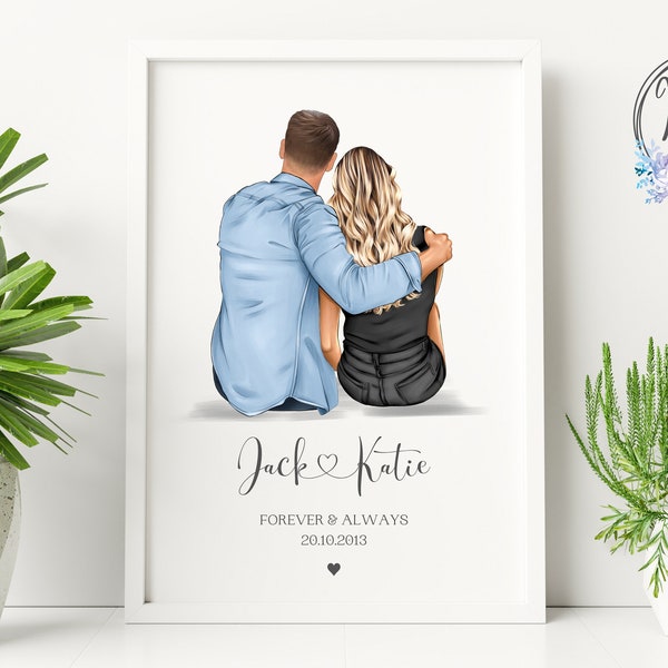 Personalised Couple Print, Valentine's Day Gift, Birthday Gift For Boyfriend, Gift For Girlfriend