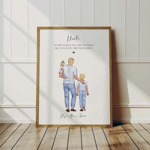 Gift For Uncle, Personalised Uncle Print, Uncle with Niece and Nephew Gift, Uncle Birthday Gift, Uncle Christmas Gift, Framed Uncle Gift