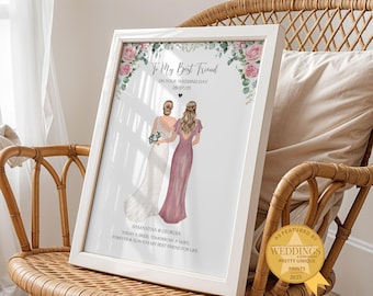 To My Best Friend On Her Wedding Day, Best Friend Wedding, Gift From Bridesmaid, Wedding Portrait, Wedding Print For Bride, Bride Gifts