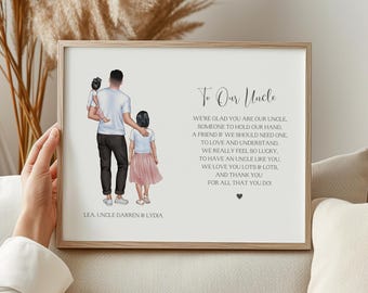 Personalised Gift For Uncle, Uncle Family Print, Birthday Gift For Uncle from Nephew, Toddler Uncle Gifts, Gift from Children, Gift For Him
