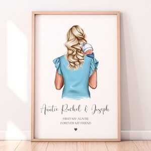 Cadeau personnalisé pour nouvelle tante, impression tante et neveu, cadeau d'anniversaire de tante, souvenir de bébé, cadeau de naissance