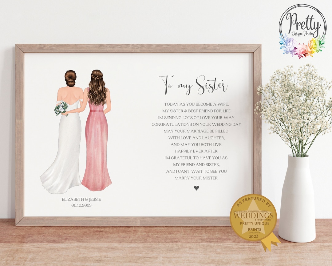 To My Sister on Her Wedding Day, Sister Bride Wedding Poem, Gift for Sisters Wedding Day