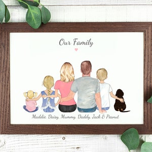 Personalised Family Print, Our Family Gift, Family Dog Portrait, Family Cat Portrait, New Home Gift, Dog Lover Gift, Personalised Family Pet