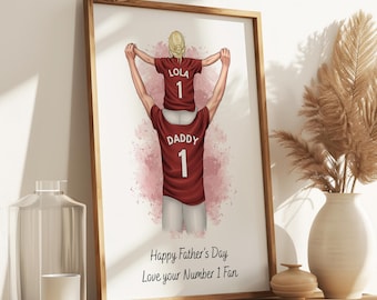 Regalo del Día del Padre de parte de su hija, lámina para padre e hija, regalo de fútbol para papá, lámina de fútbol personalizada, recuerdo del primer Día del Padre