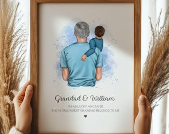 Gift For Grandad, Grandad and Grandson Print, Grandad Birthday Gift, Fathers Day Present For Grandad, Gift For Him