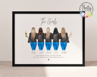 Group Friendship Print, Personalised Best Friend Print, Friendship Group Gifts, Friend Gifts, Gifts For Friends