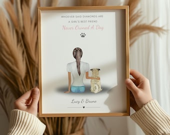 Personalised Handmade Pet Print, Custom Dog Owner Gift, Custom Family Pet Portrait, Personalized Gift, Dog and Owner Gift, Dog Lovers