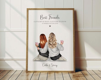 Gift For Best Friend, Best Friends Personalised Print, Bestie Gift, Best Friend Birthday Gift, Gift For Friend, Friend Print