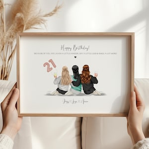 21歳の誕生日プレゼント、21歳の誕生日グループ、パーソナライズされたグループ親友誕生日プリント、グループ友情プリント、あらゆる年齢の誕生日プレゼント
