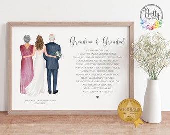 Gift For Grandma and Grandad On My Wedding Day, Personalised Grandparents of the Bride Print, Gift From Bride, Wedding Poem Print