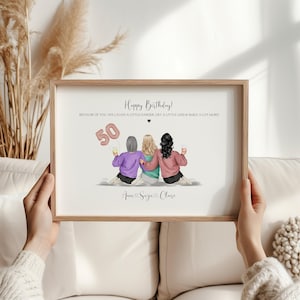 Personalised 50th Group Best Friends Birthday Print, Group 50th Friendship Print, Besties 50th Birthday Gifts, Any Age Birthday Gift