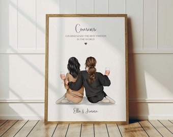 Gift For Cousin, Personalised Cousins Print, Birthday Gift For Her, Cousin Gifts