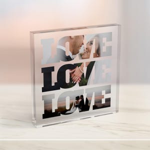 Couple&#39;s Love Acrylic Photo Block, Personalised Acrylic Photo Block, Gift for Him, Gift for Her, Valentine&#39;s Day Keepsake, Couple Gift