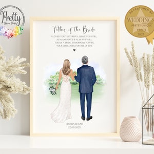 Father Of The Bride Gift, Personalised Dad and Daughter Wedding Print, Thank you Dad, Wedding Gift For Him