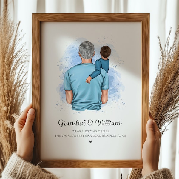 Gift For Grandad, Grandad and Grandson Print, Grandad Birthday Gift, Fathers Day Present For Grandad, Gift For Him