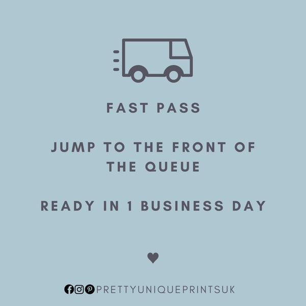 FAST PASS - Jump to the front of the queue - Please message the store first