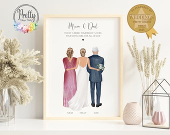 Geschenk für Mutter und Vater der Braut, personalisierter Hochzeitsdruck für Eltern der Braut, Hochzeitsandenken