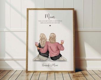 Personalised Mothers Day Gift, Mother and Daughter Print, Birthday Gift For Mum, Mum Gift, Mothers Day Present