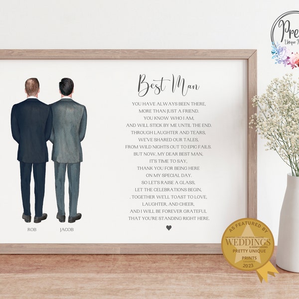 Gift For Best Man From Groom, Personalised Best Man Print, Best Man Gifts
