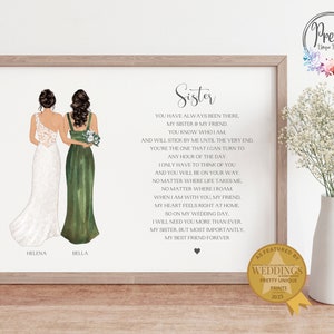 Wedding Gift For Sister, Wedding Poem Sister Print, Personalised Sister Print, Wedding Keepsake, Sister Gifts