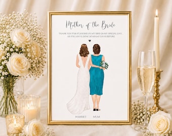 Mother Of The Bride Gift, Personalised Mother And Daughter Wedding Print, Gift For Mum From Bride