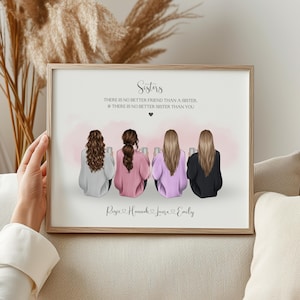 Regalo personalizzato per sorella, regali personalizzati per sorelle, stampa di gruppo, stampa di gruppo per sorelle, stampa personalizzata per sorelle, regalo di Natale per sorella