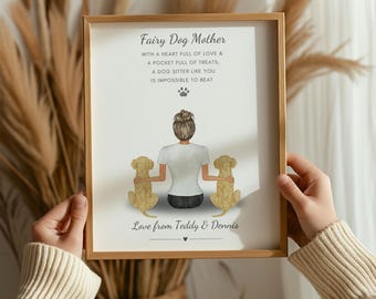 Personalised Gift For Dog Sitter, Fairy Dog Mother Print, Dog Walker Thank You Gift, Gift From The Dog, Doggy Day Care Leaving Present