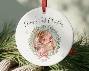 Pallina di Natale per il primo Natale del bambino, personalizzabile con una foto, decorazione per l'albero di Natale, ricordo del primo Natale, regalo di Natale per neonati