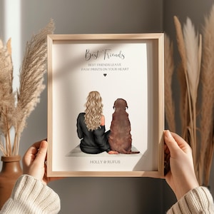 Impresión de mascota y dueño, impresión personalizada de mascota, regalo para mamá perruna, regalos para amantes de los perros, regalo para el Día de la Madre de un perro imagen 1