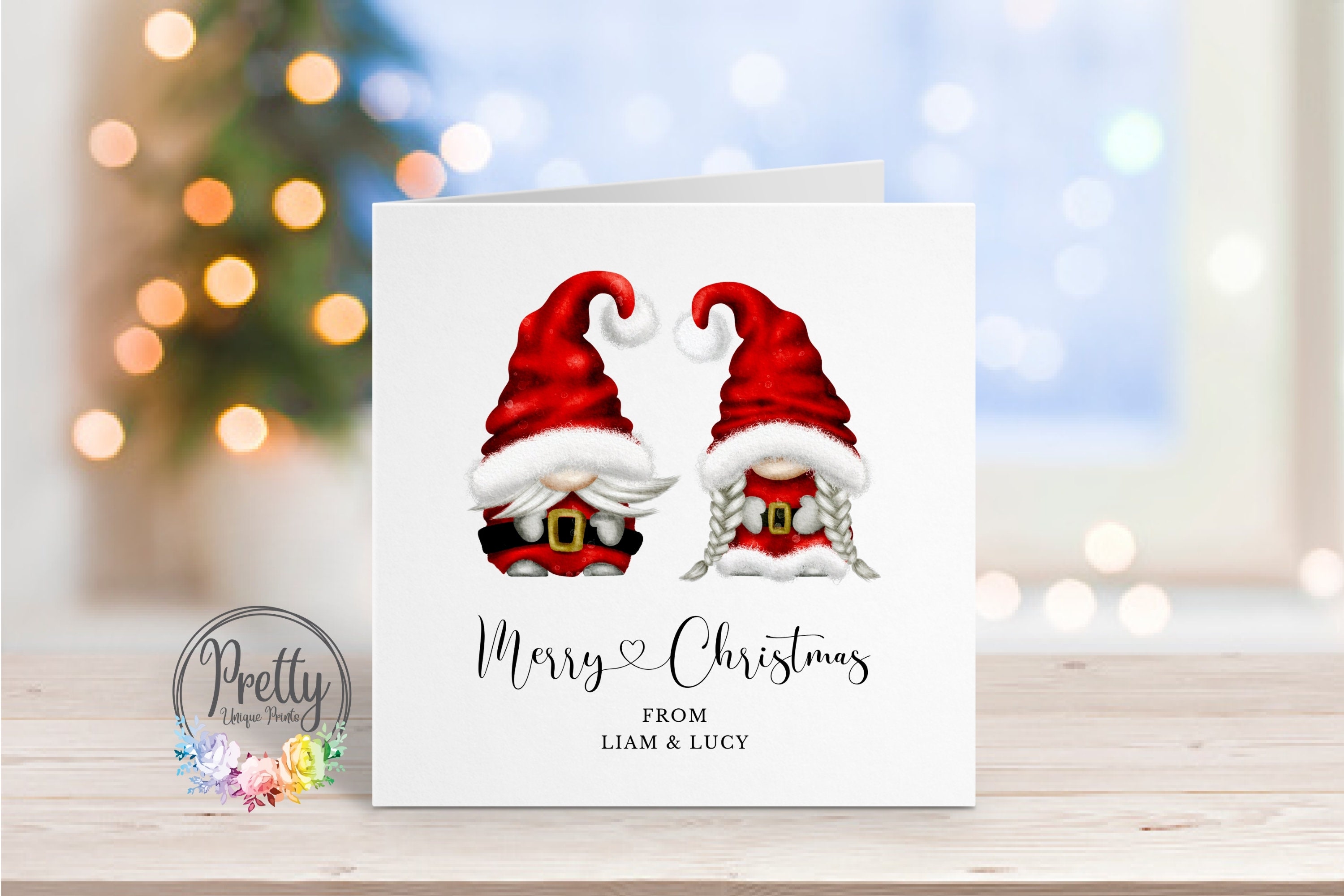 Personalised Christmas Cards Couple Christmas Cards Gnome Family