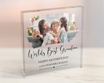 Bloco de acrílico personalizado para o Dia das Mães, presente para a vovó, presente para o Dia das Mães, presente para a vovó, vovó, avó, vovózinha, vovózinha.